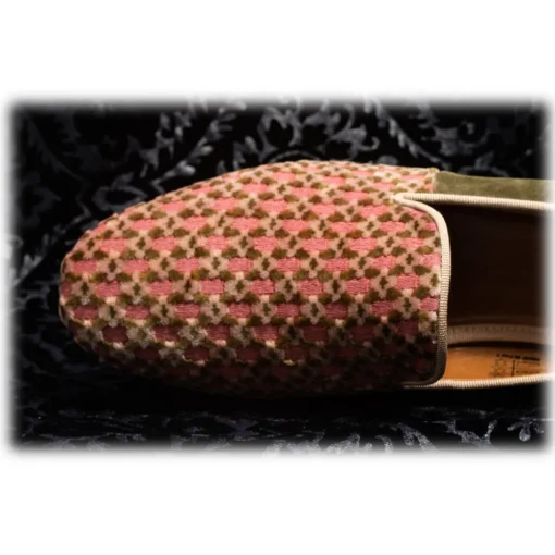 Venetian Reflections by Nicolao Nicolao Atelier - Slipper in Silk Velvet - Pink Moss Green Man - Shoe - Made in Italy - Luxury Exclusive Collection - Avvenice^ Slippers