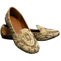 Venetian Reflections by Nicolao Nicolao Atelier - Velvet Brocade Slipper Shoes - Cream Color Woman - Shoe - Made in Italy - Luxury Exclusive Collection - Avvenice^ Slippers