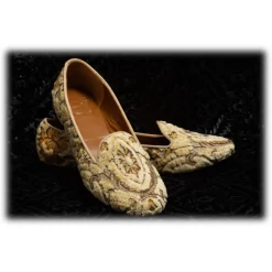 Venetian Reflections by Nicolao Nicolao Atelier - Velvet Brocade Slipper Shoes - Cream Color Woman - Shoe - Made in Italy - Luxury Exclusive Collection - Avvenice^ Slippers