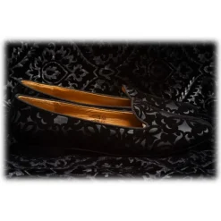 Venetian Reflections by Nicolao Nicolao Atelier - Velvet Brocade Slipper Shoe - Black with Pattern Woman - Shoe - Made in Italy - Luxury Exclusive Collection - Avvenice