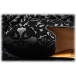 Venetian Reflections by Nicolao Nicolao Atelier - Velvet Brocade Slipper Shoe - Black with Pattern Woman - Shoe - Made in Italy - Luxury Exclusive Collection - Avvenice