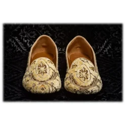 Venetian Reflections by Nicolao Nicolao Atelier - Velvet Brocade Slipper Shoes - Cream Color Woman - Shoe - Made in Italy - Luxury Exclusive Collection - Avvenice^ Slippers