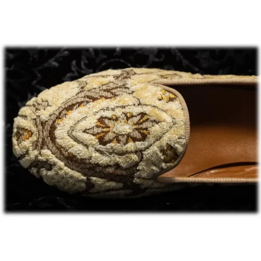 Venetian Reflections by Nicolao Nicolao Atelier - Velvet Brocade Slipper Shoes - Cream Color Woman - Shoe - Made in Italy - Luxury Exclusive Collection - Avvenice^ Slippers
