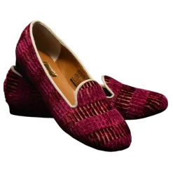 Venetian Reflections by Nicolao Nicolao Atelier - Velvet Striped Slipper Shoe - Bordeaux Woman - Shoe - Made in Italy - Luxury Exclusive Collection - Avvenice