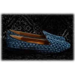 Venetian Reflections by Nicolao Nicolao Atelier - Velvet Slipper Sock - Light Blue Woman - Shoe - Made in Italy - Luxury Exclusive Collection - Avvenice^ Slippers
