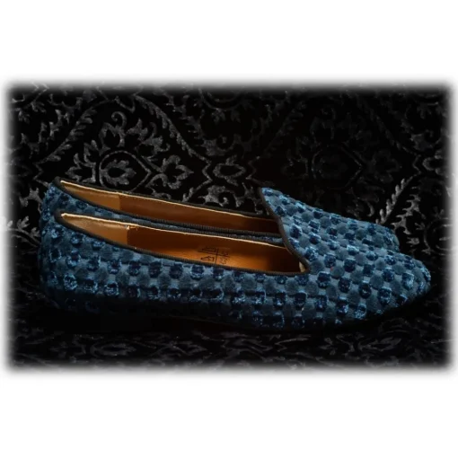 Venetian Reflections by Nicolao Nicolao Atelier - Velvet Slipper Sock - Light Blue Woman - Shoe - Made in Italy - Luxury Exclusive Collection - Avvenice^ Slippers