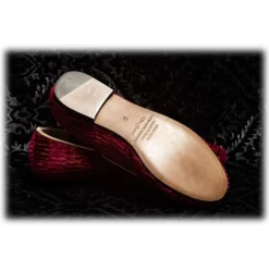 Venetian Reflections by Nicolao Nicolao Atelier - Velvet Striped Slipper Shoe - Bordeaux Woman - Shoe - Made in Italy - Luxury Exclusive Collection - Avvenice
