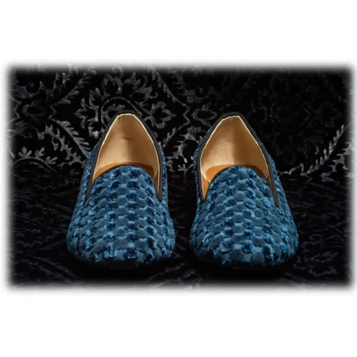 Venetian Reflections by Nicolao Nicolao Atelier - Velvet Slipper Sock - Light Blue Woman - Shoe - Made in Italy - Luxury Exclusive Collection - Avvenice^ Slippers