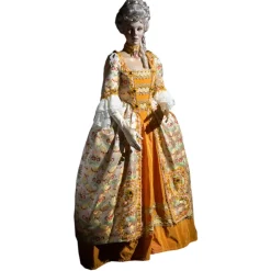 Venetian Reflections by Nicolao Nicolao Atelier - Woman Dress in Liseré Flowered - Historical Costume - 1700 - Made in Italy - Luxury Exclusive Collection - Avvenice