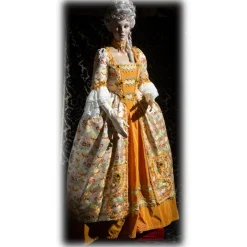 Venetian Reflections by Nicolao Nicolao Atelier - Woman Dress in Liseré Flowered - Historical Costume - 1700 - Made in Italy - Luxury Exclusive Collection - Avvenice