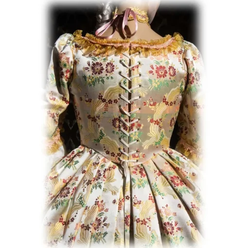 Venetian Reflections by Nicolao Nicolao Atelier - Woman Dress in Liseré Flowered - Historical Costume - 1700 - Made in Italy - Luxury Exclusive Collection - Avvenice