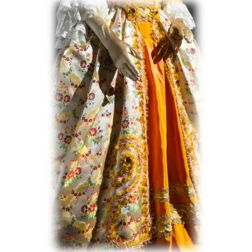 Venetian Reflections by Nicolao Nicolao Atelier - Woman Dress in Liseré Flowered - Historical Costume - 1700 - Made in Italy - Luxury Exclusive Collection - Avvenice