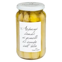 Nonno Andrea - Marinated White Asparagus with Mustard Grains - Marinated Vegetables Organic - Avvenice^ Preserved Foods