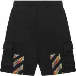 Off-White - Black and Multicolour Track Shorts - Exclusive Luxury Collection - Avvenice