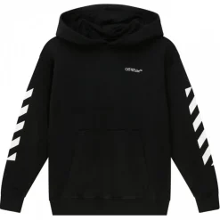 Off-White - Black and White Cotton Logo Print Hoodie - Exclusive Luxury Collection - Avvenice^ Sweatshirts