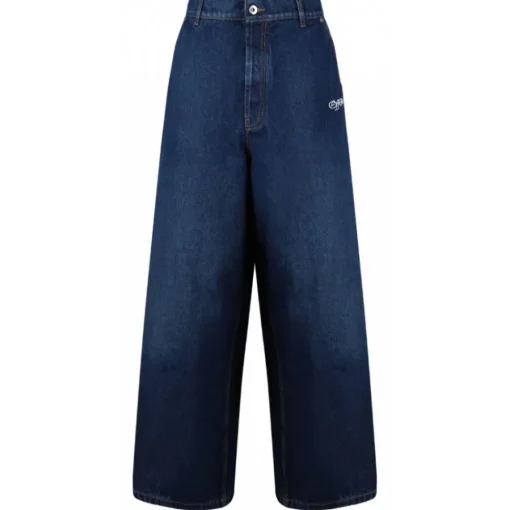 Off-White - Blue Logo Embroidered Jeans - Exclusive Luxury Collection - Avvenice^ Trousers