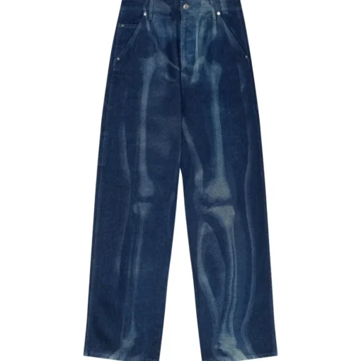 Off-White - Indigo Blue Cotton Skeleton Print Jeans - Exclusive Luxury Collection - Avvenice^ Trousers