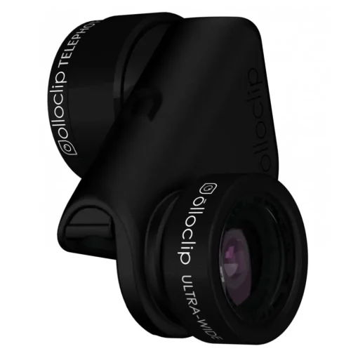Olloclip - Active Lens Set - Black / Black Clip - iPhone 6 / 6s / 6 Plus / 6s Plus - Ultra-Wide Telephoto - Lens Set - Avvenice