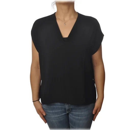 Ottod'Ame Ottod'Ame - Blouse with V-Neck - Black - Top - Luxury Exclusive Collection - Avvenice^ Tops