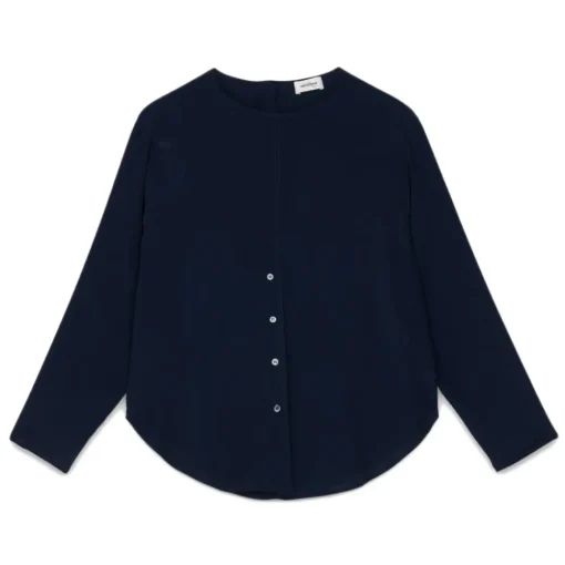 Ottod'Ame Ottod'Ame - Crew Neck Shirt with Knot Detail - Blue - Shirt - Luxury Exclusive Collection - Avvenice