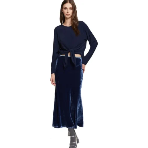 Ottod'Ame Ottod'Ame - Crew Neck Shirt with Knot Detail - Blue - Shirt - Luxury Exclusive Collection - Avvenice