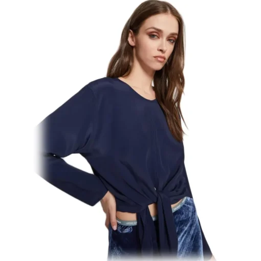 Ottod'Ame Ottod'Ame - Crew Neck Shirt with Knot Detail - Blue - Shirt - Luxury Exclusive Collection - Avvenice