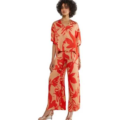 Ottod'Ame Ottod'Ame - Floral Patterned Viscose Trousers - Beige/Red - Trousers - Luxury Exclusive Collection - Avvenice