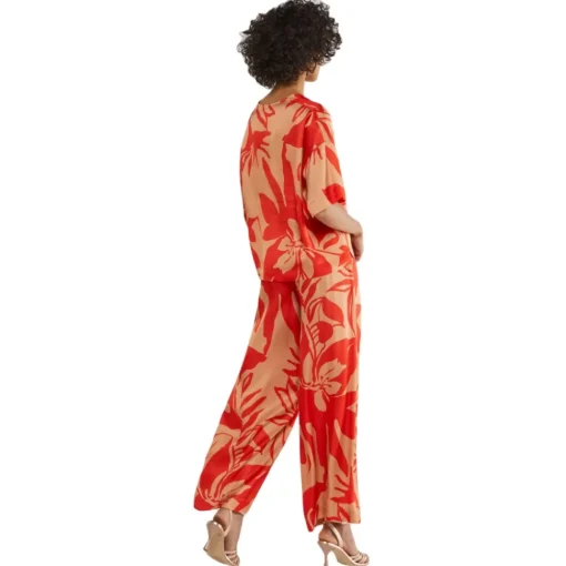 Ottod'Ame Ottod'Ame - Floral Patterned Viscose Trousers - Beige/Red - Trousers - Luxury Exclusive Collection - Avvenice