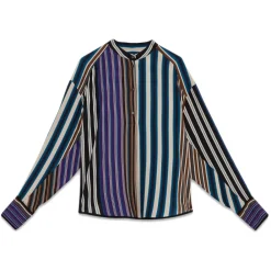 Ottod'Ame Ottod'Ame - Korean Collar Shirt in Striped Pattern - Multicolour - Shirt - Luxury Exclusive Collection - Avvenice^ Shirts