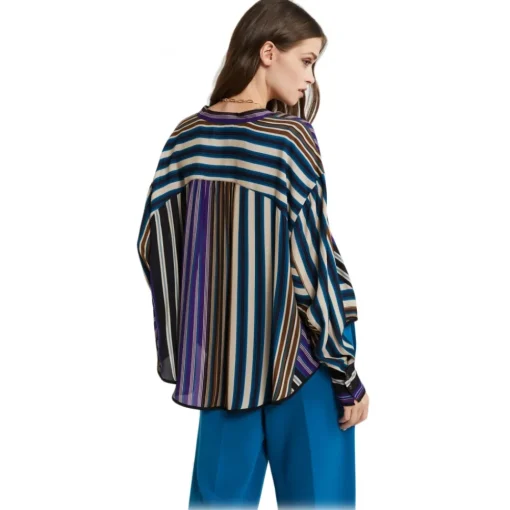 Ottod'Ame Ottod'Ame - Korean Collar Shirt in Striped Pattern - Multicolour - Shirt - Luxury Exclusive Collection - Avvenice^ Shirts