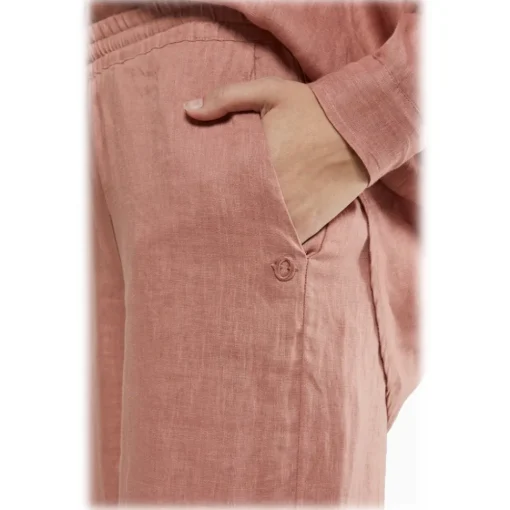 Ottod'Ame Ottod'Ame - Linen Wide Leg Trousers - Pink - Trousers - Luxury Exclusive Collection - Avvenice^ Trousers