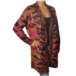 Ottod'Ame Ottod'Ame - Long Cardigan in Abstract Pattern - Brown - Sweater - Luxury Exclusive Collection - Avvenice
