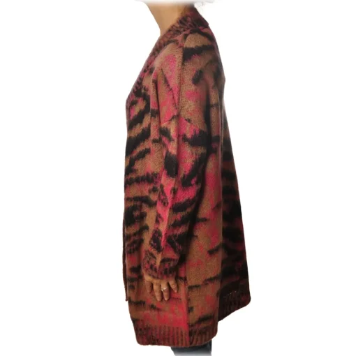 Ottod'Ame Ottod'Ame - Long Cardigan in Abstract Pattern - Brown - Sweater - Luxury Exclusive Collection - Avvenice