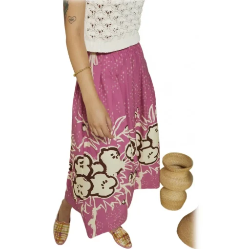 Ottod'Ame Ottod'Ame - Long Skirt in Floral Fantasy - Pink - Skirt - Luxury Exclusive Collection - Avvenice^ Skirts