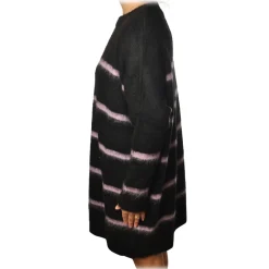 Ottod'Ame Ottod'Ame - Long Sweater in Striped Pattern - Black/Lilac - Sweater - Luxury Exclusive Collection - Avvenice^ Knitwears