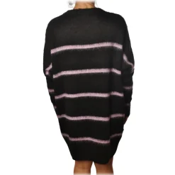 Ottod'Ame Ottod'Ame - Long Sweater in Striped Pattern - Black/Lilac - Sweater - Luxury Exclusive Collection - Avvenice^ Knitwears