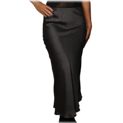 Ottod'Ame Ottod'Ame - Midi Skirt Satin Effect - Smoke - Skirt - Luxury Exclusive Collection - Avvenice