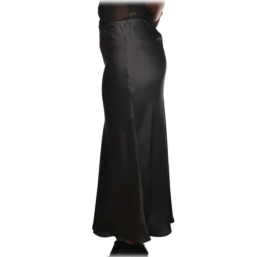 Ottod'Ame Ottod'Ame - Midi Skirt Satin Effect - Smoke - Skirt - Luxury Exclusive Collection - Avvenice