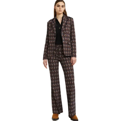 Ottod'Ame Ottod'Ame - Optical Pattern Waisted Jacket - Brown - Jacket - Luxury Exclusive Collection - Avvenice