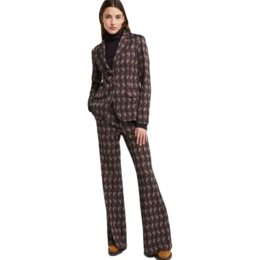 Ottod'Ame Ottod'Ame - Optical Pattern Waisted Jacket - Brown - Jacket - Luxury Exclusive Collection - Avvenice