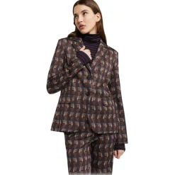 Ottod'Ame Ottod'Ame - Optical Pattern Waisted Jacket - Brown - Jacket - Luxury Exclusive Collection - Avvenice