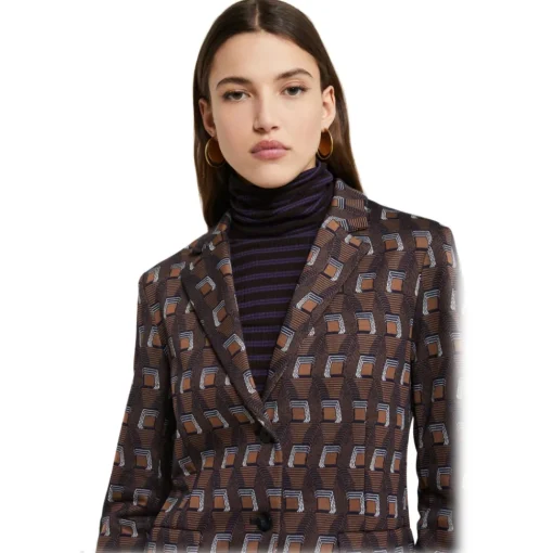 Ottod'Ame Ottod'Ame - Optical Pattern Waisted Jacket - Brown - Jacket - Luxury Exclusive Collection - Avvenice