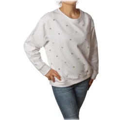 Ottod'Ame Ottod'Ame - Oversized Sweatshirt with Bezel - White - Sweatshirt - Luxury Exclusive Collection - Avvenice^ Sweatshirts