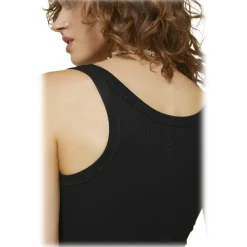 Ottod'Ame Ottod'Ame - Ribbed Short Tank Top - Black - Top - Luxury Exclusive Collection - Avvenice^ Tops
