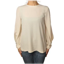 Ottod'Ame Ottod'Ame - Round-Neck Shirt with Long Sleeve - Vanilla - Shirt - Luxury Exclusive Collection - Avvenice