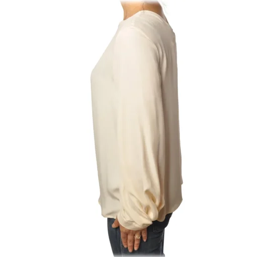 Ottod'Ame Ottod'Ame - Round-Neck Shirt with Long Sleeve - Vanilla - Shirt - Luxury Exclusive Collection - Avvenice