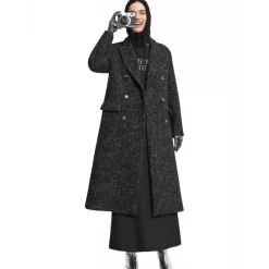 Ottod'Ame Ottod'Ame - Salt and Pepper Fabric Long Coat - Black - Jacket - Luxury Exclusive Collection - Avvenice^ Jackets