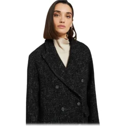 Ottod'Ame Ottod'Ame - Salt and Pepper Fabric Long Coat - Black - Jacket - Luxury Exclusive Collection - Avvenice^ Jackets