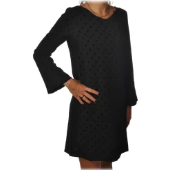 Ottod'Ame Ottod'Ame - Short Dress with Velvet Polka Dots - Black - Dresses - Luxury Exclusive Collection - Avvenice
