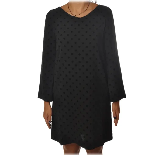 Ottod'Ame Ottod'Ame - Short Dress with Velvet Polka Dots - Black - Dresses - Luxury Exclusive Collection - Avvenice
